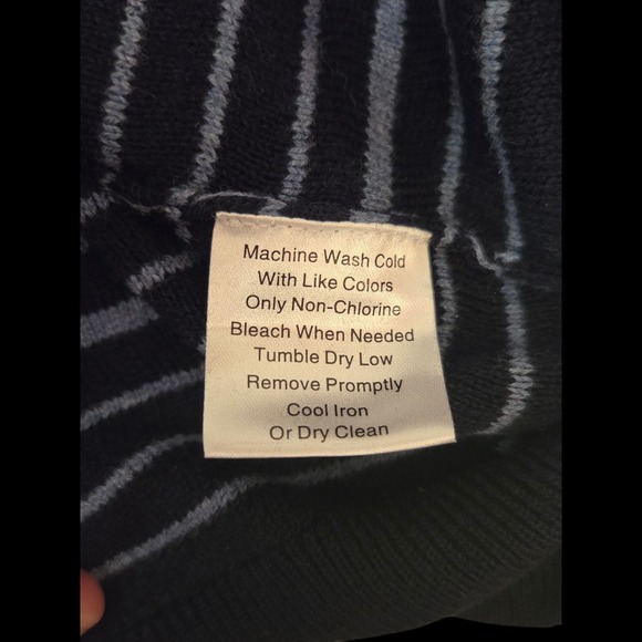 Jos A. Bank Mens Sweater Tailored Fit XL Striped Blue Crew Neck   100% Cotton - Picture 6 of 6